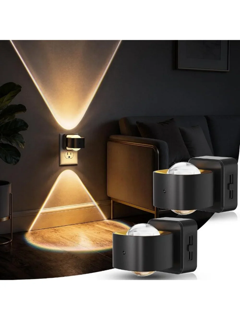Rotating LED Night Light Projector for Kids | Dusk to Dawn Sensor, Dimmable Warm